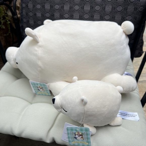 NWT bundle Marshmallow Animal bolster cushion Nemunemu polar bear white - Picture 7 of 8